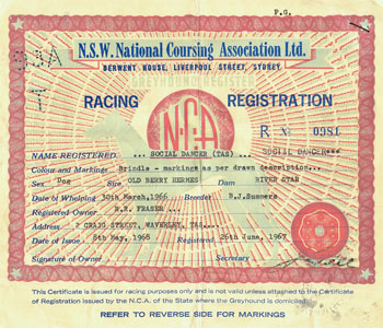 Social Dancers registration certificate